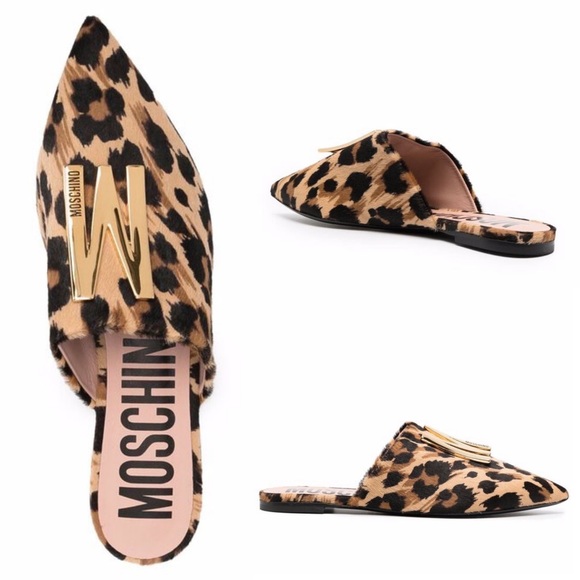 Moschino Leopard Print Mule Flats. - Picture 5 of 6